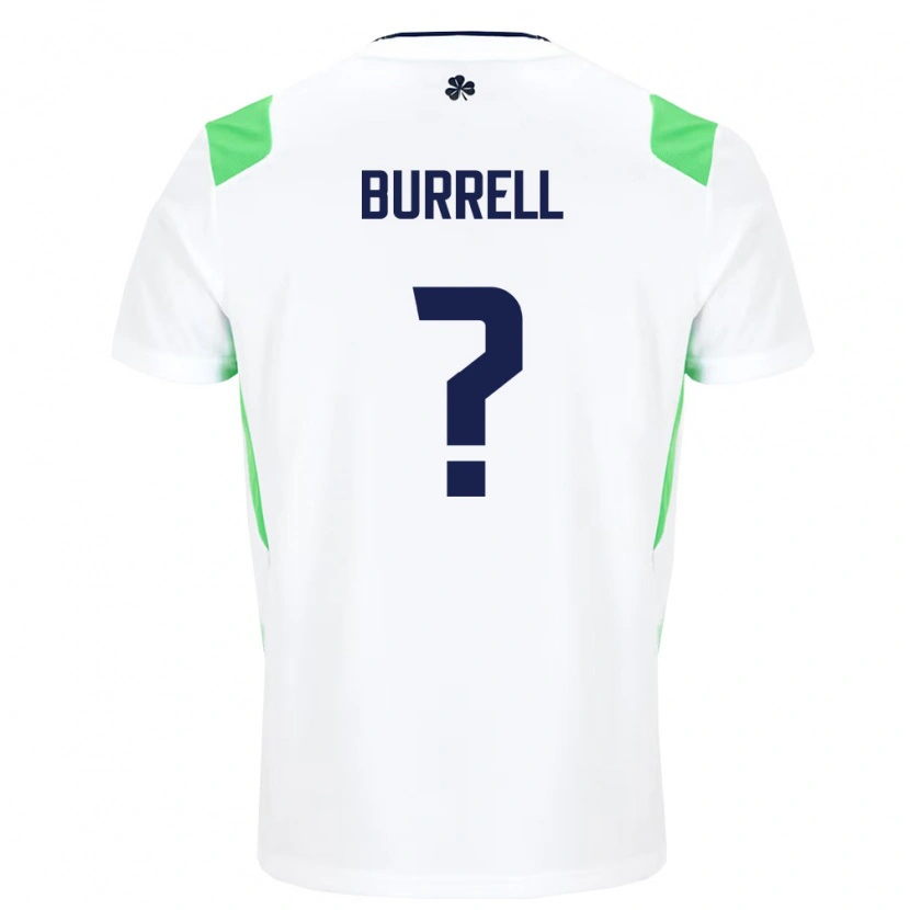 Danxen Hombre Camiseta Irlanda Billy Burrell #0 Blanco Verde Claro 2ª Equipación 26-28 La Camisa México