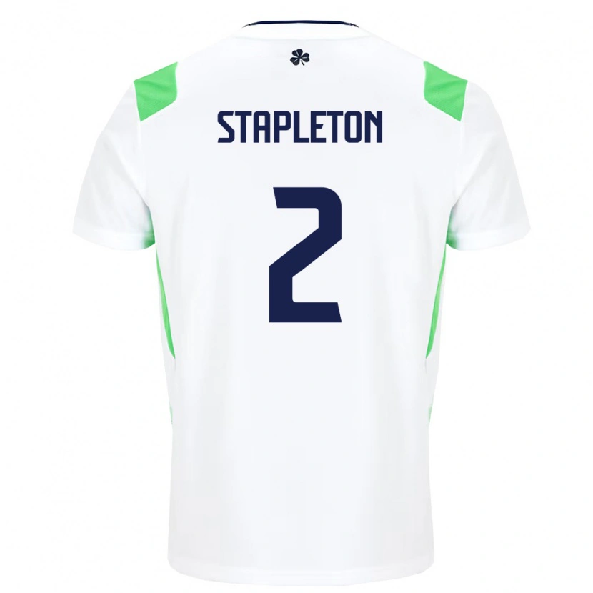 Danxen Hombre Camiseta Irlanda Jessie Stapleton #2 Blanco Verde Claro 2ª Equipación 26-28 La Camisa México