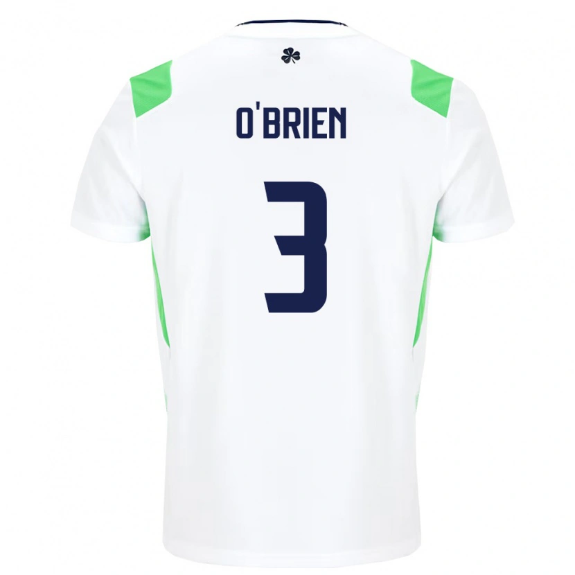 Danxen Hombre Camiseta Irlanda Luke O'brien #3 Blanco Verde Claro 2ª Equipación 26-28 La Camisa México