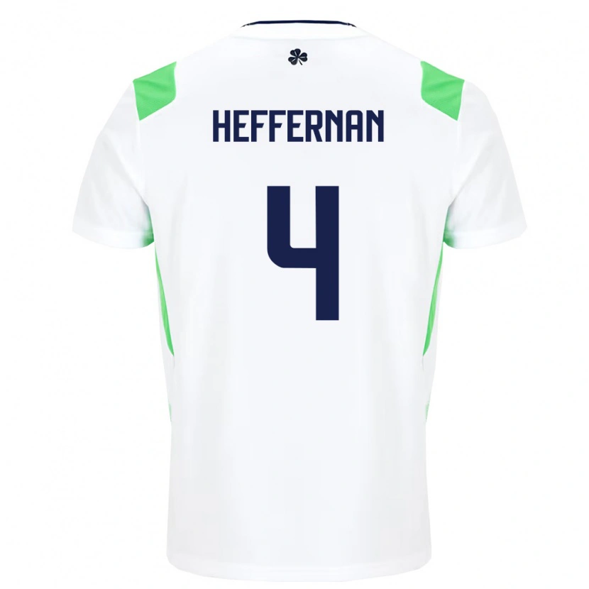 Danxen Hombre Camiseta Irlanda Cathal Heffernan #4 Blanco Verde Claro 2ª Equipación 26-28 La Camisa México
