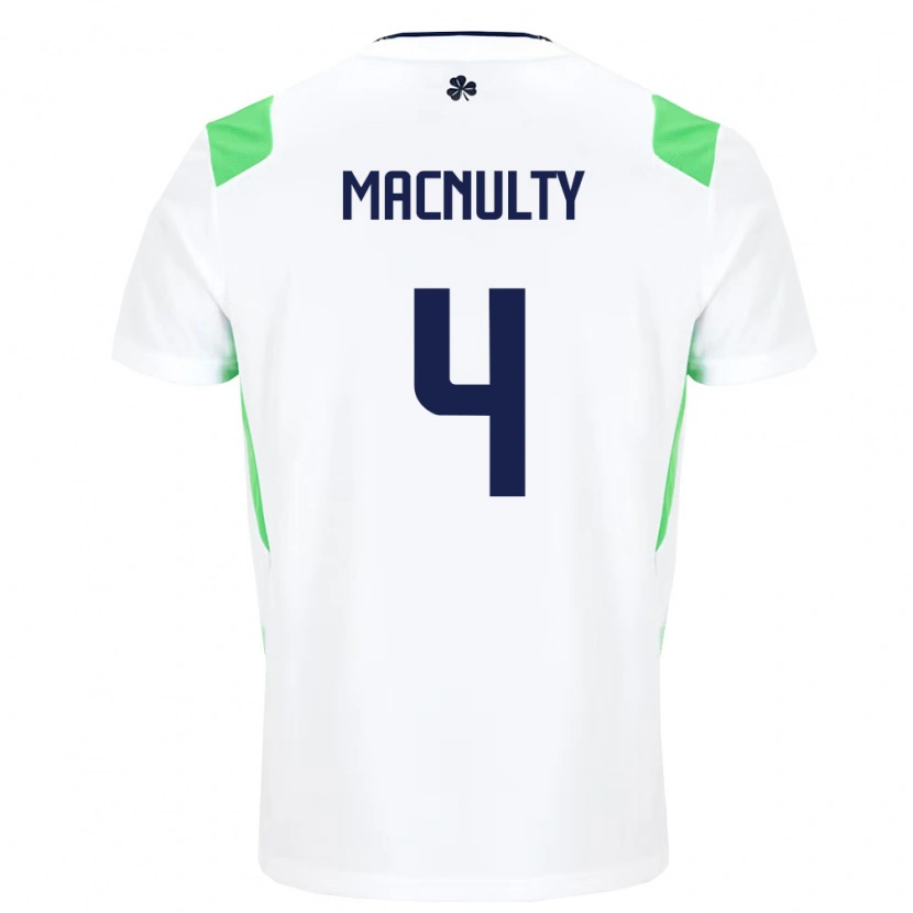 Danxen Hombre Camiseta Irlanda Anselmo García Macnulty #4 Blanco Verde Claro 2ª Equipación 26-28 La Camisa México