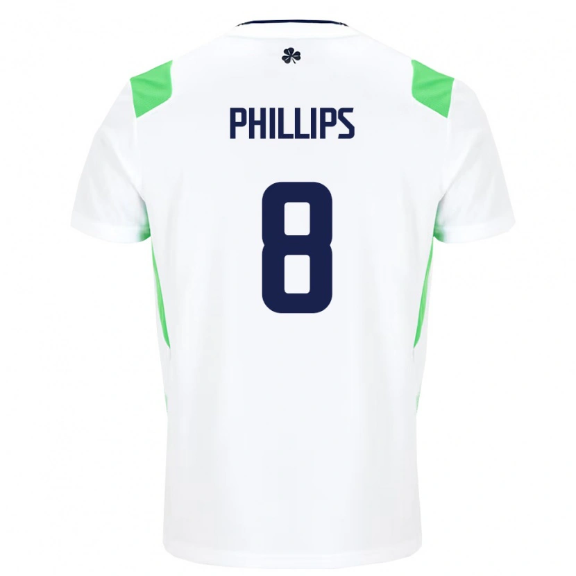 Danxen Hombre Camiseta Irlanda Killian Phillips #8 Blanco Verde Claro 2ª Equipación 26-28 La Camisa México