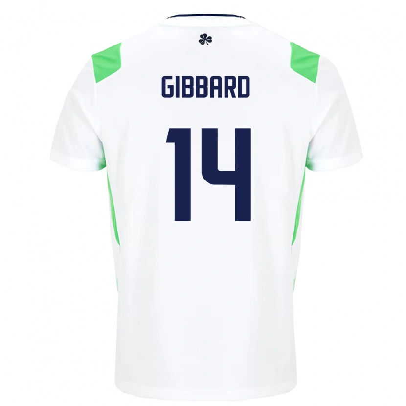 Danxen Hombre Camiseta Irlanda Joseph Gibbard #14 Blanco Verde Claro 2ª Equipación 26-28 La Camisa México