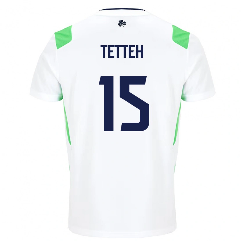 Danxen Hombre Camiseta Irlanda Gideon Tetteh #15 Blanco Verde Claro 2ª Equipación 26-28 La Camisa México