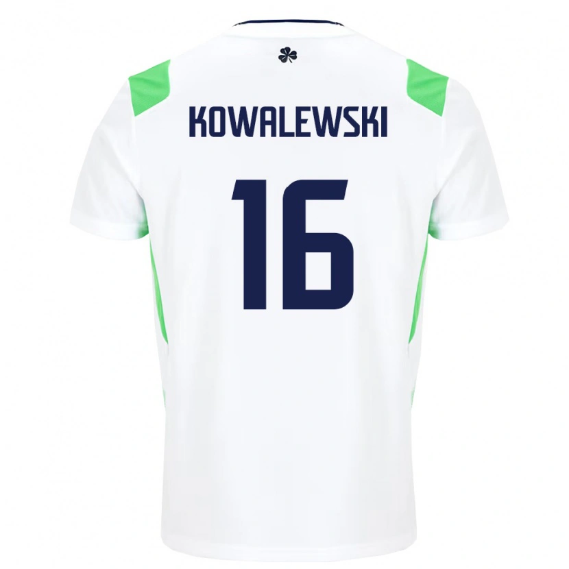 Danxen Hombre Camiseta Irlanda Jakub Kowalewski #16 Blanco Verde Claro 2ª Equipación 26-28 La Camisa México