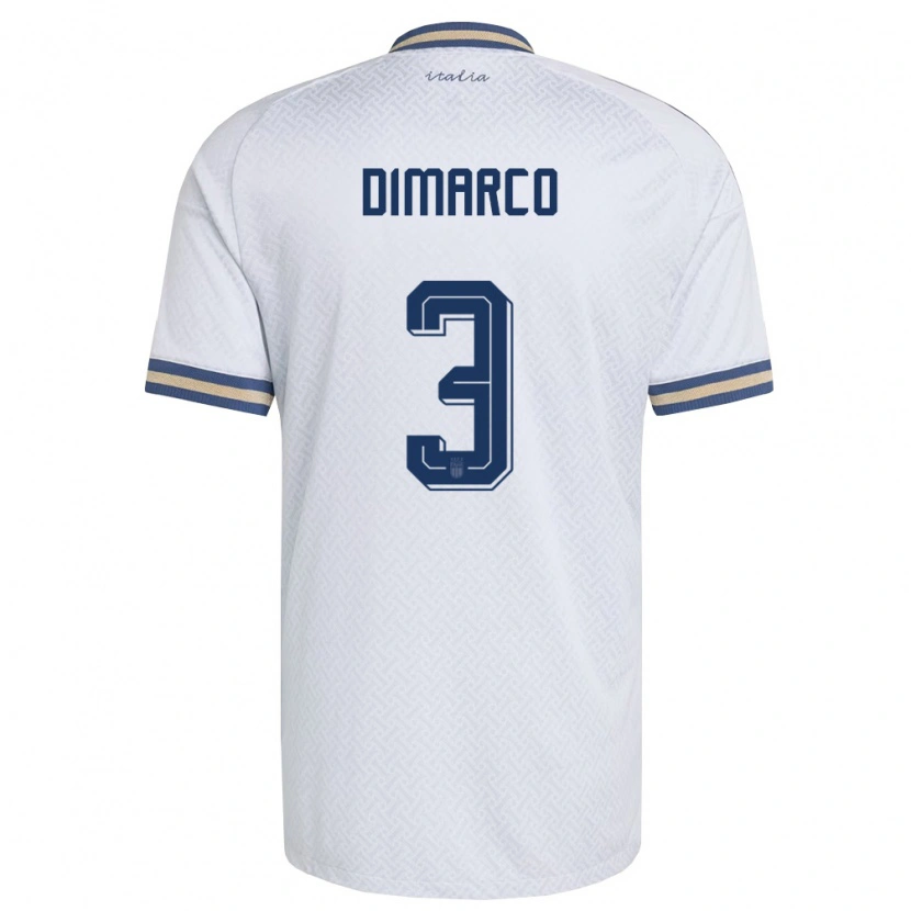 Danxen Hombre Camiseta Italia Federico Dimarco #3 Marfil Marino Oro 2ª Equipación 26-28 La Camisa México