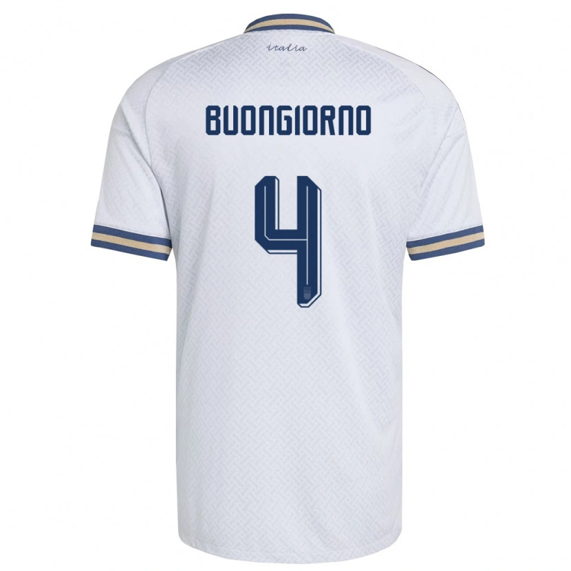 Danxen Hombre Camiseta Italia Alessandro Buongiorno #4 Marfil Marino Oro 2ª Equipación 26-28 La Camisa México