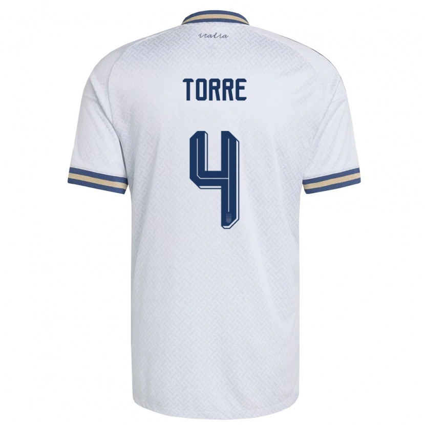 Danxen Hombre Camiseta Italia Pietro La Torre #4 Marfil Marino Oro 2ª Equipación 26-28 La Camisa México