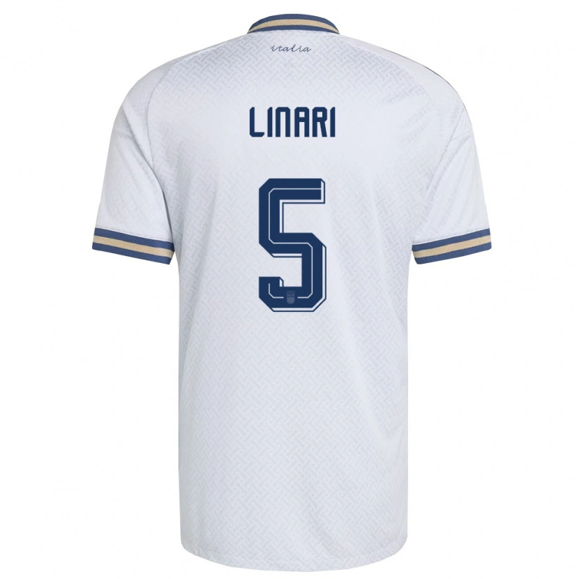 Danxen Hombre Camiseta Italia Elena Linari #5 Marfil Marino Oro 2ª Equipación 26-28 La Camisa México