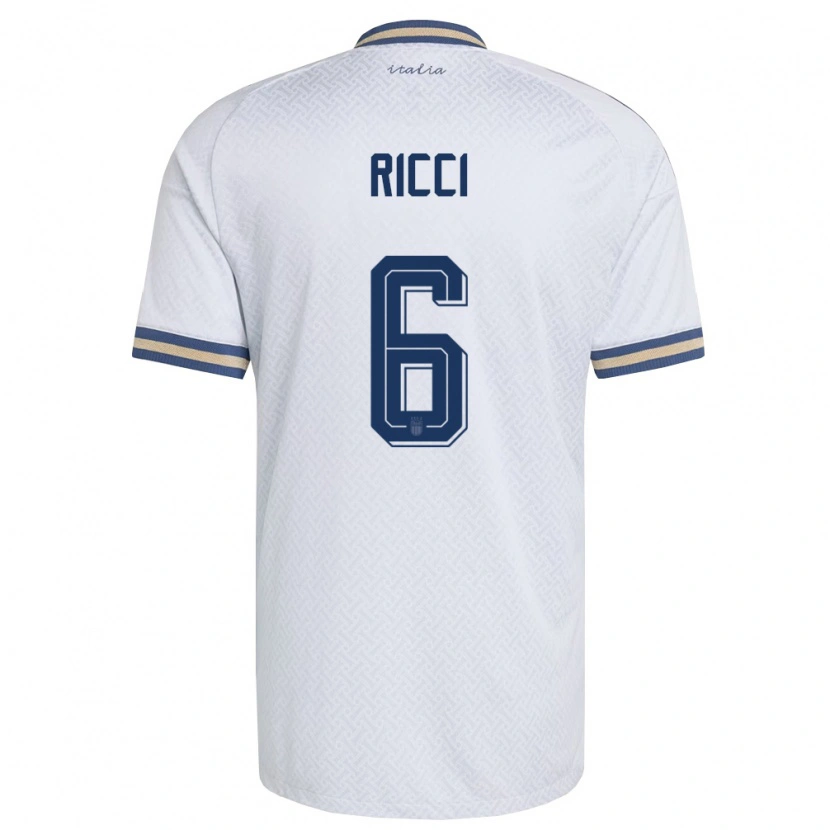 Danxen Hombre Camiseta Italia Samuele Ricci #6 Marfil Marino Oro 2ª Equipación 26-28 La Camisa México