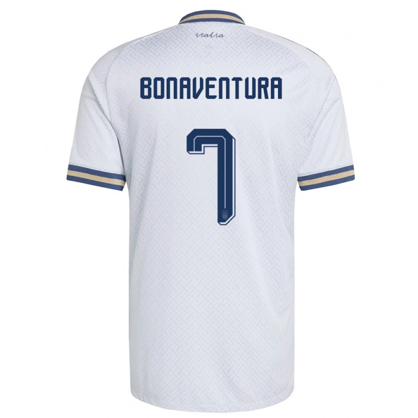 Danxen Hombre Camiseta Italia Giacomo Bonaventura #7 Marfil Marino Oro 2ª Equipación 26-28 La Camisa México
