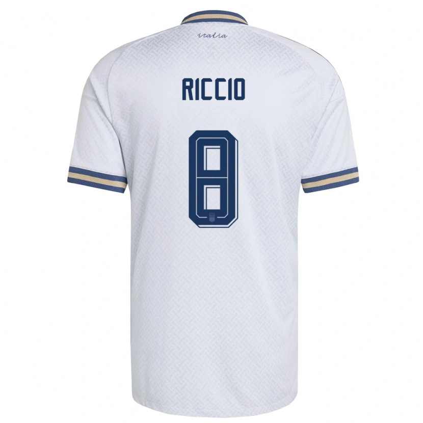 Danxen Hombre Camiseta Italia Lorenzo Riccio #8 Marfil Marino Oro 2ª Equipación 26-28 La Camisa México