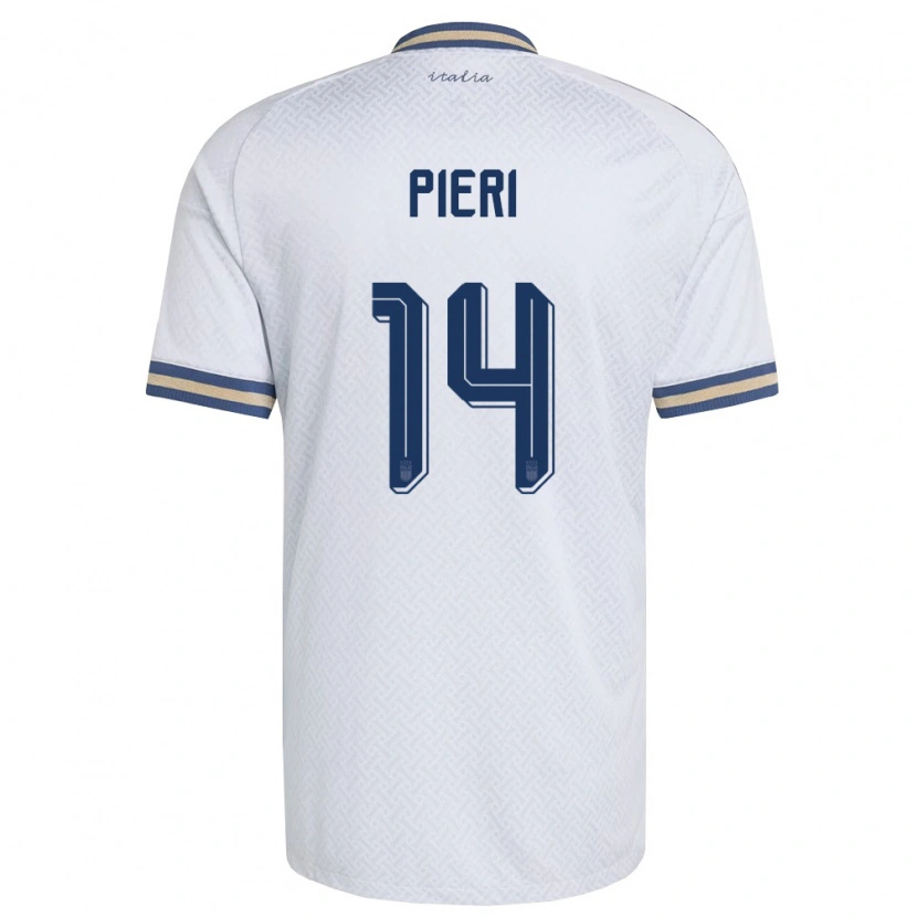 Danxen Hombre Camiseta Italia Giacomo De Pieri #14 Marfil Marino Oro 2ª Equipación 26-28 La Camisa México