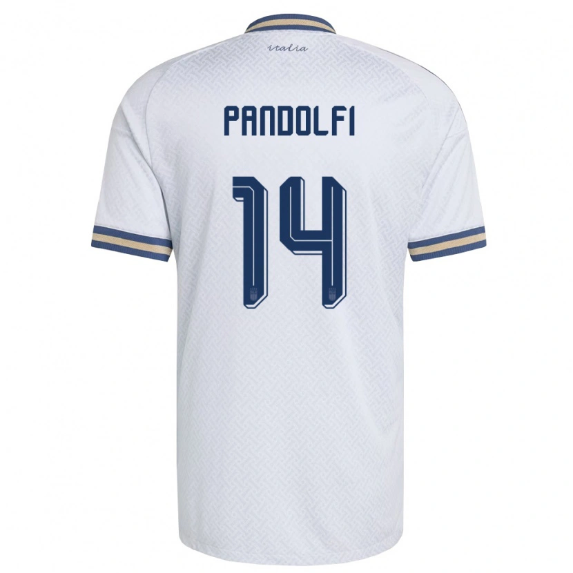 Danxen Hombre Camiseta Italia Fabio Pandolfi #14 Marfil Marino Oro 2ª Equipación 26-28 La Camisa México