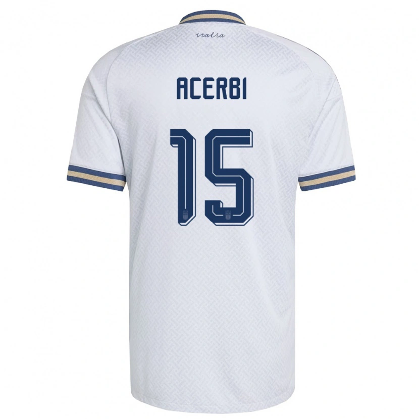 Danxen Hombre Camiseta Italia Francesco Acerbi #15 Marfil Marino Oro 2ª Equipación 26-28 La Camisa México