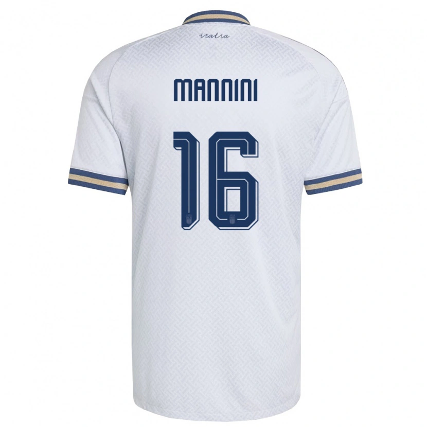Danxen Hombre Camiseta Italia Mattia Mannini #16 Marfil Marino Oro 2ª Equipación 26-28 La Camisa México