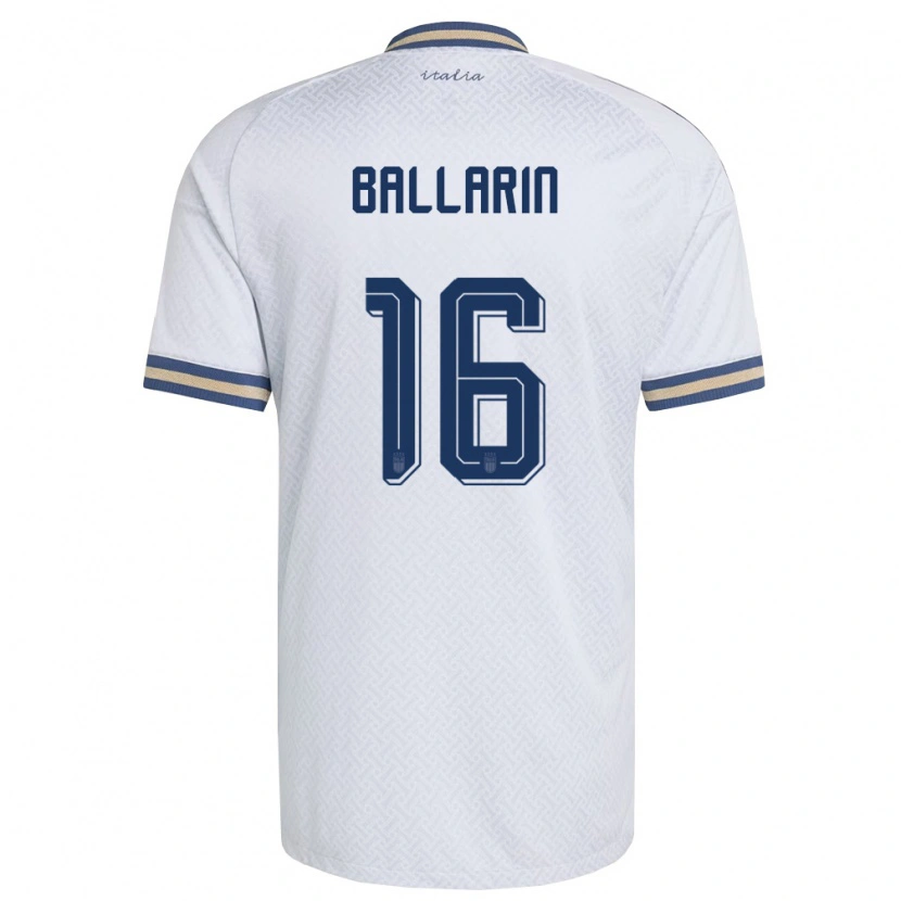 Danxen Hombre Camiseta Italia Francesco Ballarin #16 Marfil Marino Oro 2ª Equipación 26-28 La Camisa México