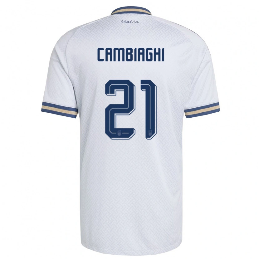 Danxen Hombre Camiseta Italia Michela Cambiaghi #21 Marfil Marino Oro 2ª Equipación 26-28 La Camisa México
