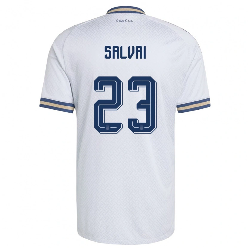 Danxen Hombre Camiseta Italia Cecilia Salvai #23 Marfil Marino Oro 2ª Equipación 26-28 La Camisa México