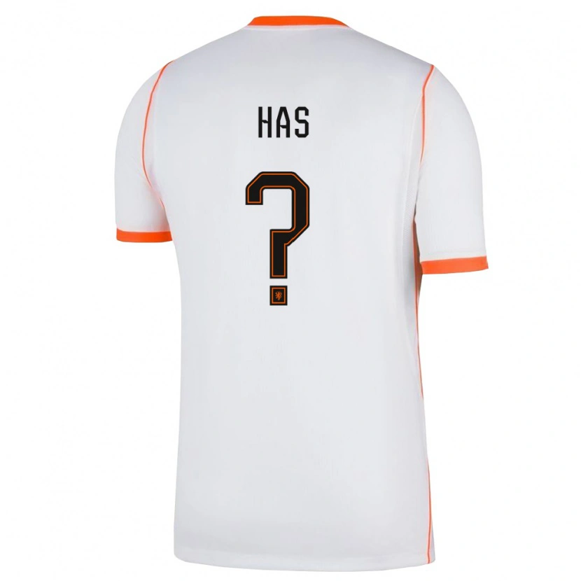 Danxen Hombre Camiseta Países Bajos Jason Has #0 Blanco Naranja 2ª Equipación 26-28 La Camisa México