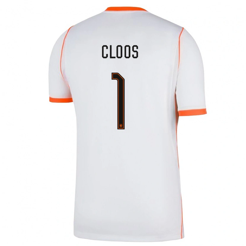 Danxen Hombre Camiseta Países Bajos Cino Cloos #1 Blanco Naranja 2ª Equipación 26-28 La Camisa México