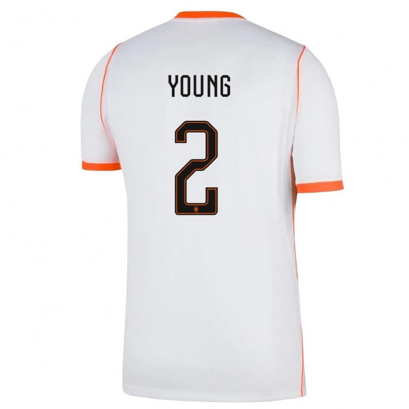 Danxen Hombre Camiseta Países Bajos Marvin Young #2 Blanco Naranja 2ª Equipación 26-28 La Camisa México