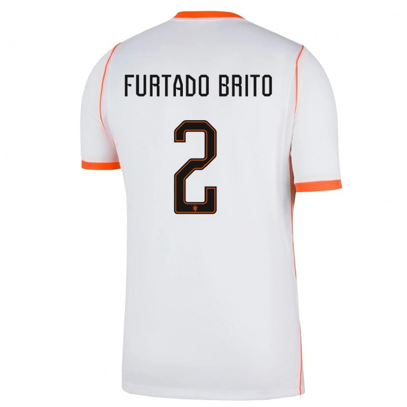 Danxen Hombre Camiseta Países Bajos Dinaylo Furtado Brito #2 Blanco Naranja 2ª Equipación 26-28 La Camisa México