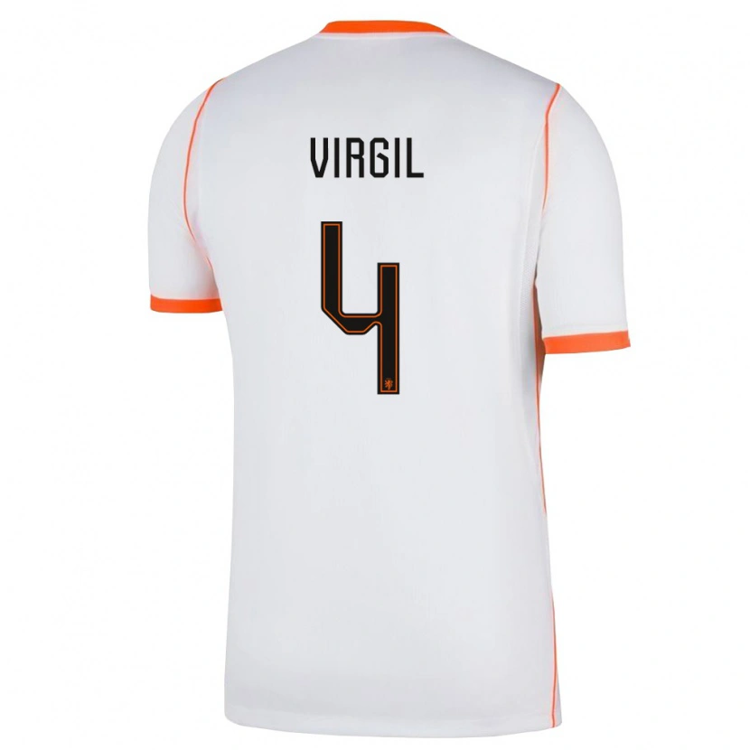 Danxen Hombre Camiseta Países Bajos Virgil Van Dijk #4 Blanco Naranja 2ª Equipación 26-28 La Camisa México