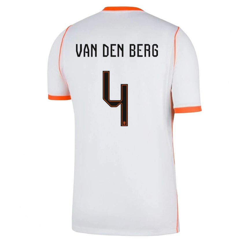 Danxen Hombre Camiseta Países Bajos Rav Van Den Berg #4 Blanco Naranja 2ª Equipación 26-28 La Camisa México