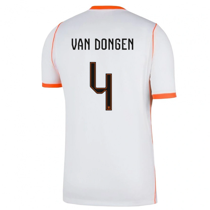 Danxen Hombre Camiseta Países Bajos Merel Van Dongen #4 Blanco Naranja 2ª Equipación 26-28 La Camisa México