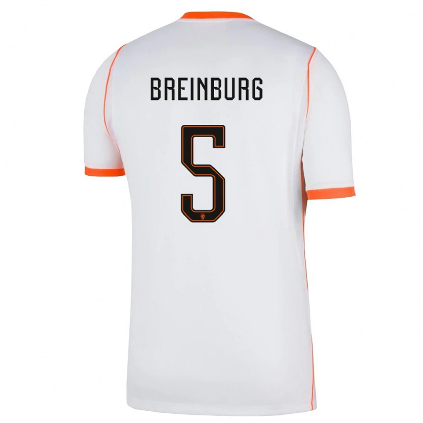 Danxen Hombre Camiseta Países Bajos Rainey Breinburg #5 Blanco Naranja 2ª Equipación 26-28 La Camisa México