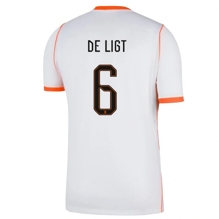 Danxen Hombre Camiseta Países Bajos Matthijs De Ligt #6 Blanco Naranja 2ª Equipación 26-28 La Camisa México