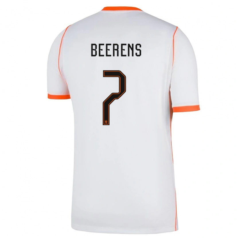 Danxen Hombre Camiseta Países Bajos Jairo Beerens #7 Blanco Naranja 2ª Equipación 26-28 La Camisa México