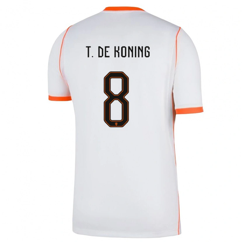 Danxen Hombre Camiseta Países Bajos Tim De Koning #8 Blanco Naranja 2ª Equipación 26-28 La Camisa México