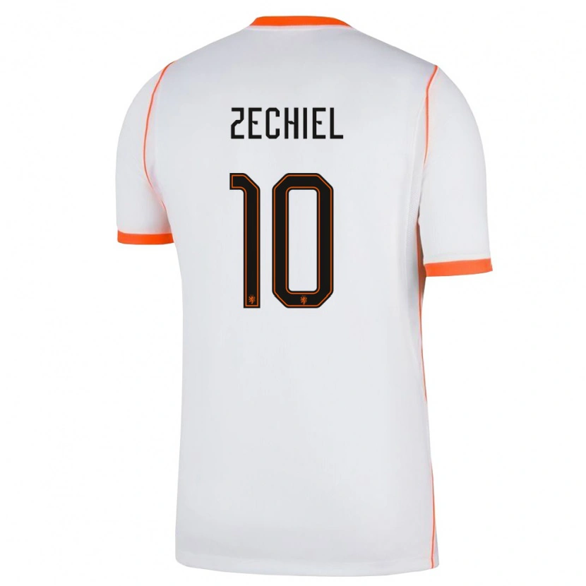 Danxen Hombre Camiseta Países Bajos Gjivai Zechiël #10 Blanco Naranja 2ª Equipación 26-28 La Camisa México