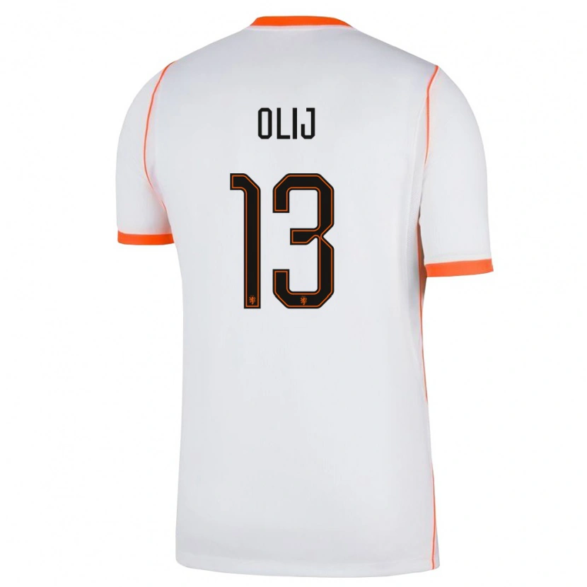 Danxen Hombre Camiseta Países Bajos Nick Olij #13 Blanco Naranja 2ª Equipación 26-28 La Camisa México