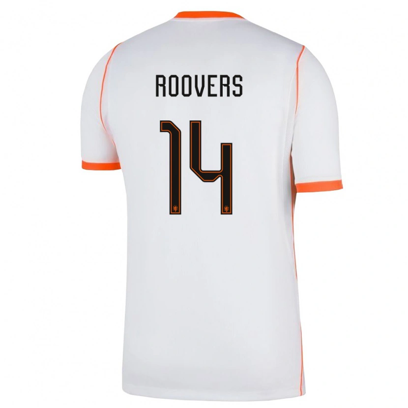 Danxen Hombre Camiseta Países Bajos Sam Roovers #14 Blanco Naranja 2ª Equipación 26-28 La Camisa México