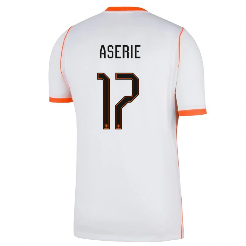 Danxen Hombre Camiseta Países Bajos Gian-Luca Aserie #17 Blanco Naranja 2ª Equipación 26-28 La Camisa México