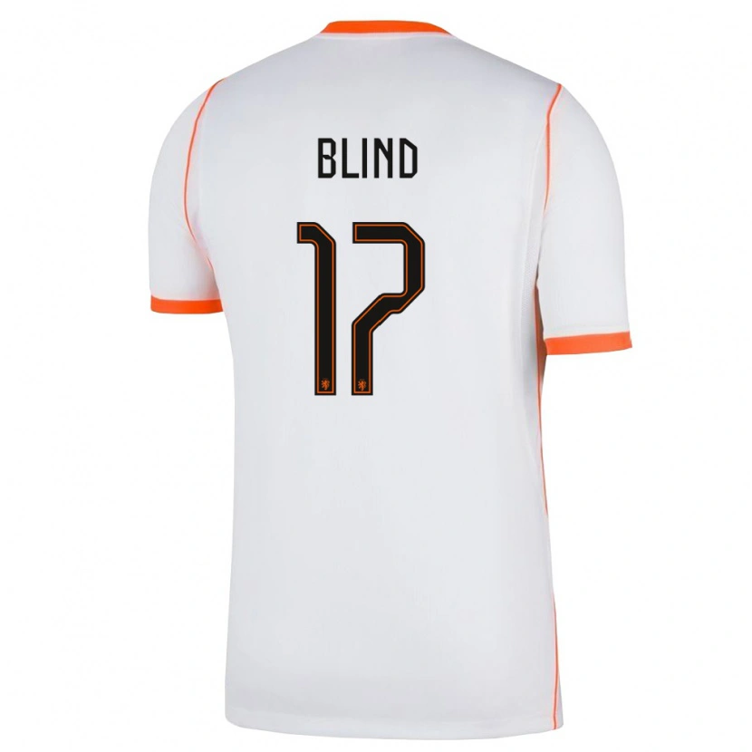 Danxen Hombre Camiseta Países Bajos Daley Blind #17 Blanco Naranja 2ª Equipación 26-28 La Camisa México