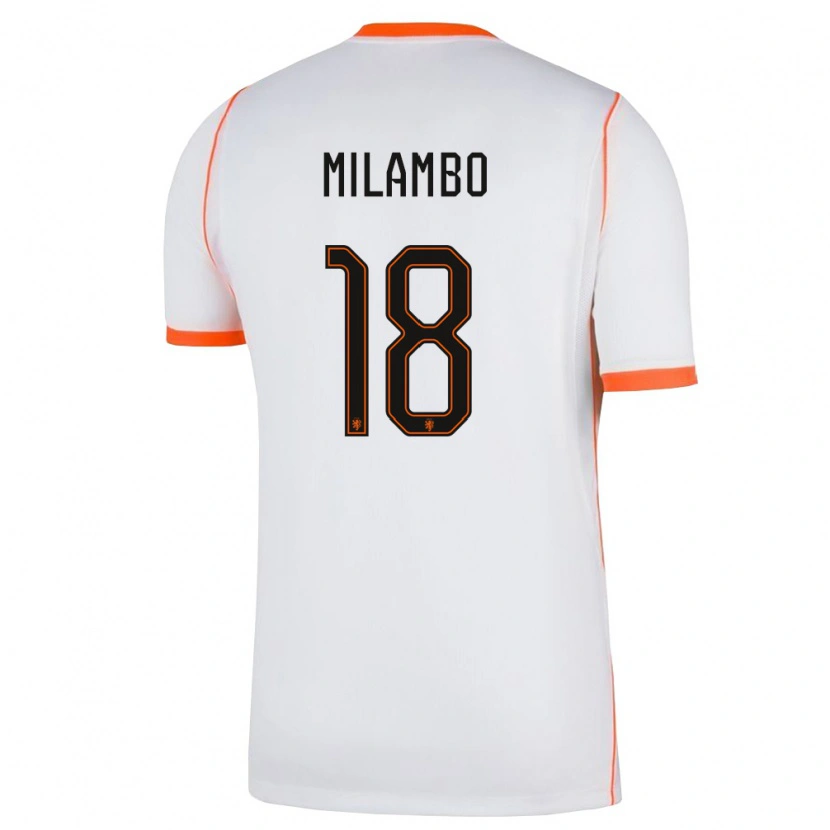 Danxen Hombre Camiseta Países Bajos Antoni Milambo #18 Blanco Naranja 2ª Equipación 26-28 La Camisa México