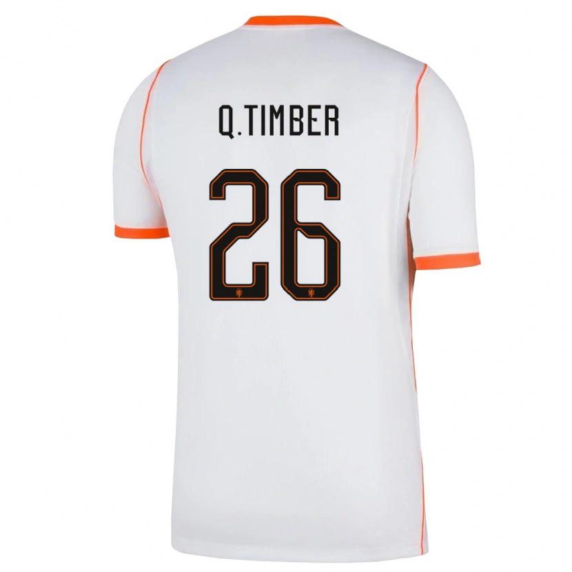 Danxen Hombre Camiseta Países Bajos Quinten Timber #26 Blanco Naranja 2ª Equipación 26-28 La Camisa México