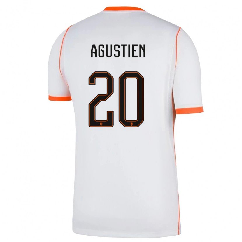 Danxen Hombre Camiseta Países Bajos Demiane Agustien #20 Blanco Naranja 2ª Equipación 26-28 La Camisa México