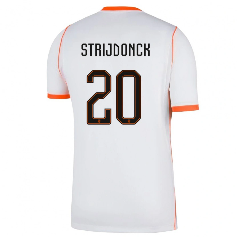 Danxen Hombre Camiseta Países Bajos Bayren Strijdonck #20 Blanco Naranja 2ª Equipación 26-28 La Camisa México