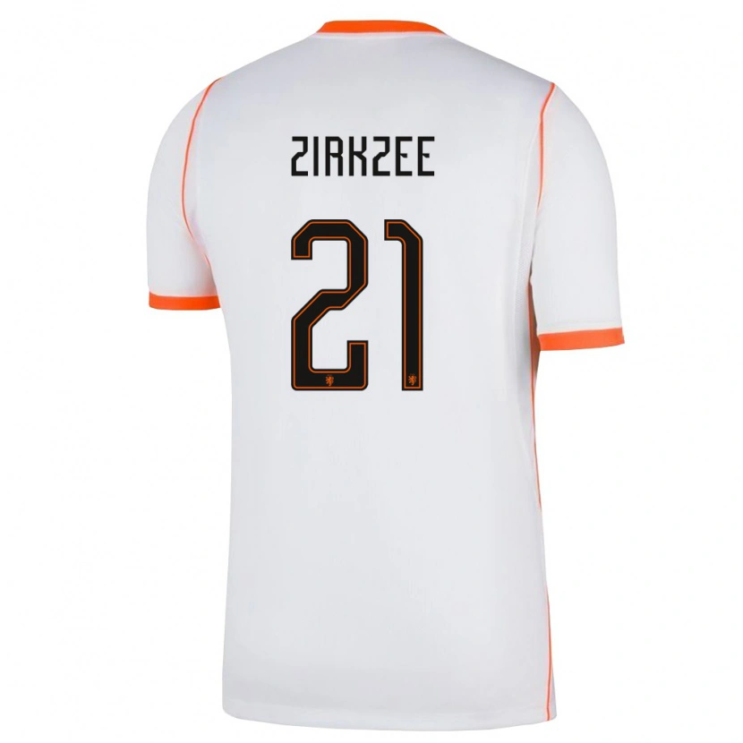 Danxen Hombre Camiseta Países Bajos Joshua Zirkzee #21 Blanco Naranja 2ª Equipación 26-28 La Camisa México
