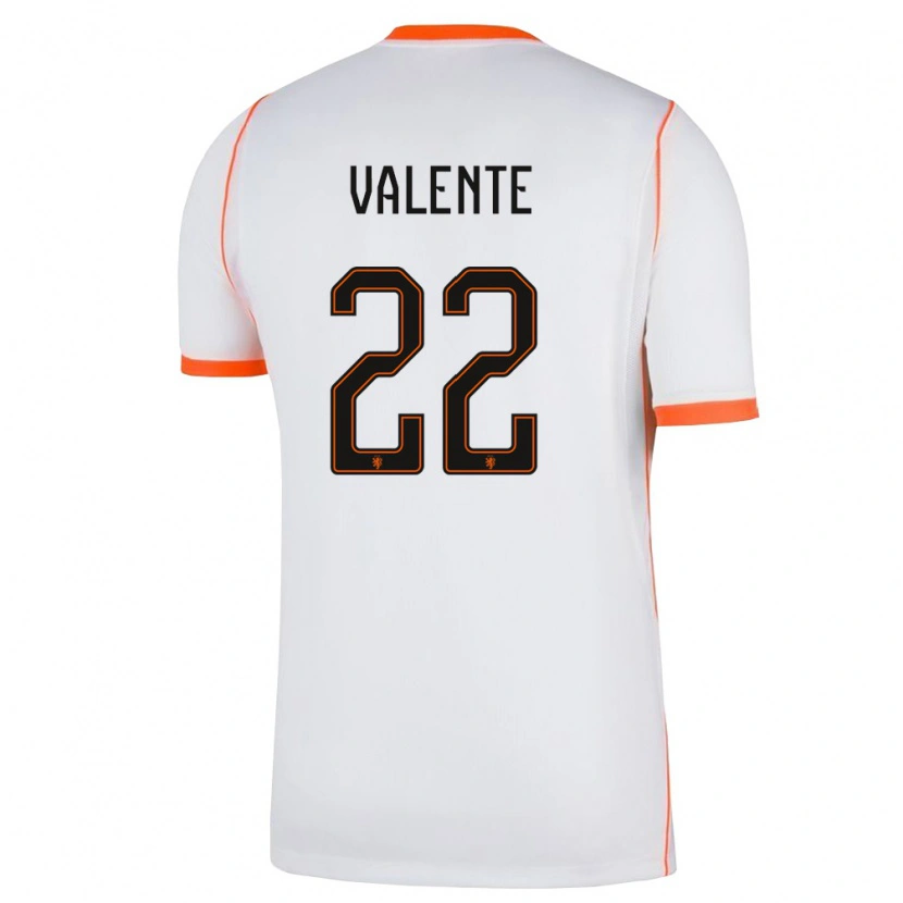 Danxen Hombre Camiseta Países Bajos Luciano Valente #22 Blanco Naranja 2ª Equipación 26-28 La Camisa México