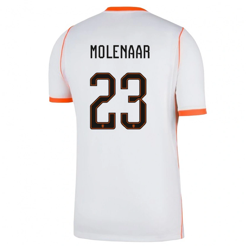 Danxen Hombre Camiseta Países Bajos Finn Molenaar #23 Blanco Naranja 2ª Equipación 26-28 La Camisa México