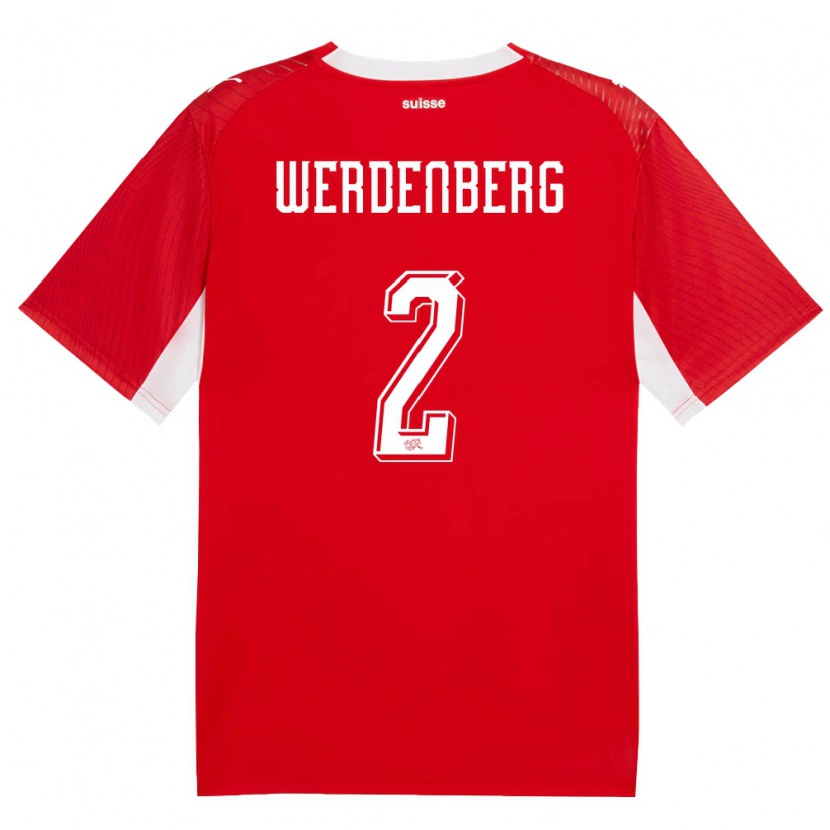 Danxen Mujer Camiseta Suiza Julien Werdenberg #2 Rojo Blanco 1ª Equipación 26-28 La Camisa México