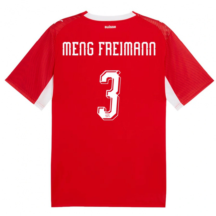 Danxen Mujer Camiseta Suiza Bung Meng Freimann #3 Rojo Blanco 1ª Equipación 26-28 La Camisa México
