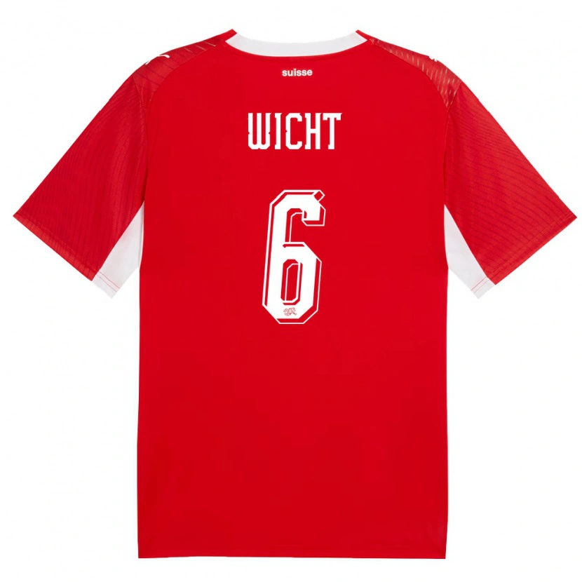 Danxen Mujer Camiseta Suiza Nathan Wicht #6 Rojo Blanco 1ª Equipación 26-28 La Camisa México