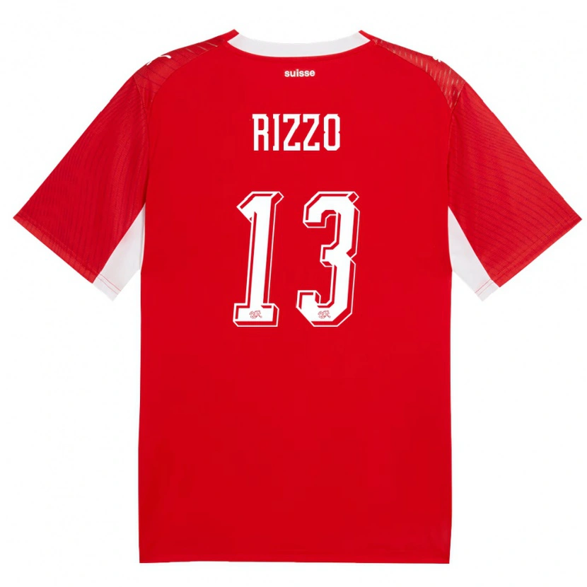 Danxen Mujer Camiseta Suiza Mattia Rizzo #13 Rojo Blanco 1ª Equipación 26-28 La Camisa México